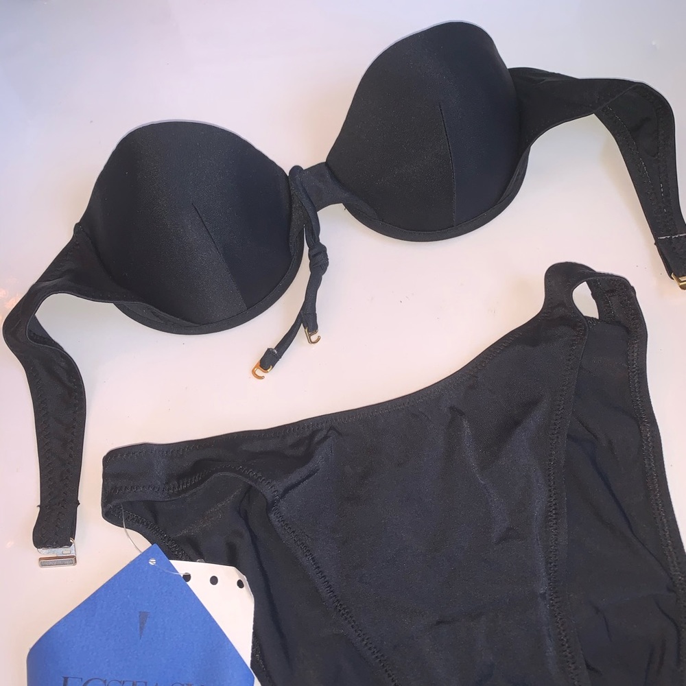 NWT 90s Vintage Solid Black Cups Bikini Set